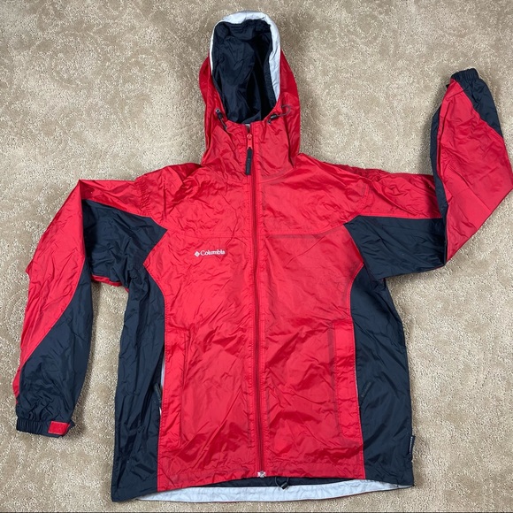 Men’s Columbia Packable Red Rain Jacket Size M